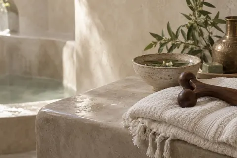 Bathing essentials in natural light